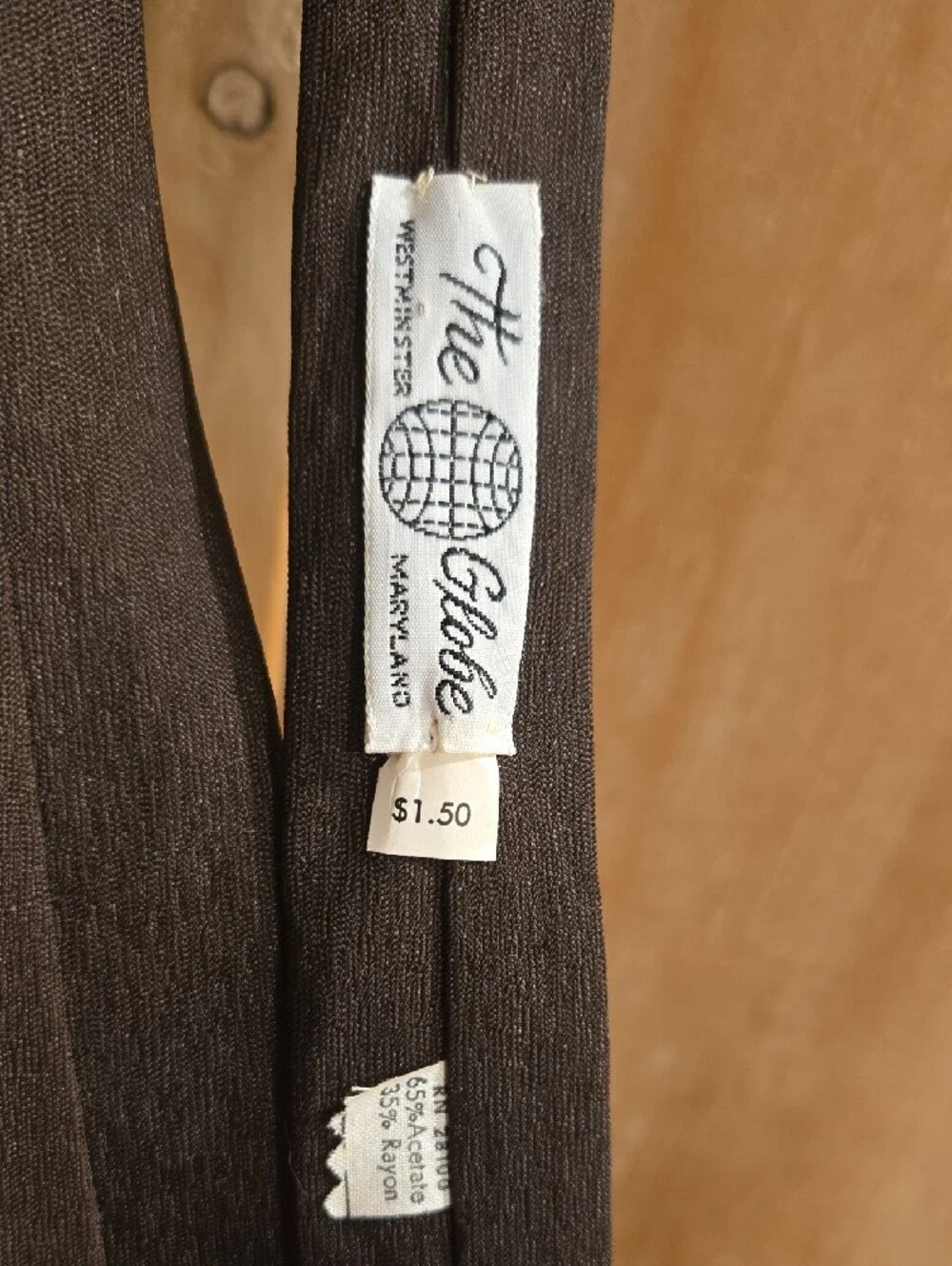 Men's Vintage Solid Neckties - Black Silk and Dark Brown